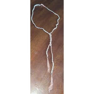 BCBG Necklace Gold Rose and Suede Bolo Style Metal Tassel Extender